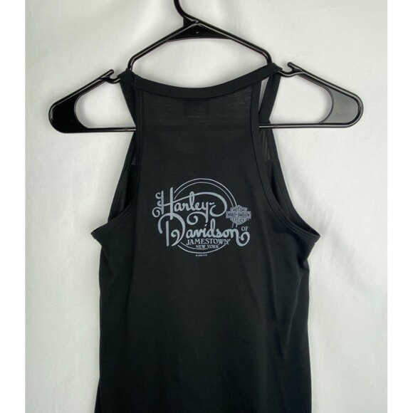 NWT Harley Davidson Tank Top Womens XS Black Blue Meshed Up Graphic Bling Mesh - Picture 9 of 11